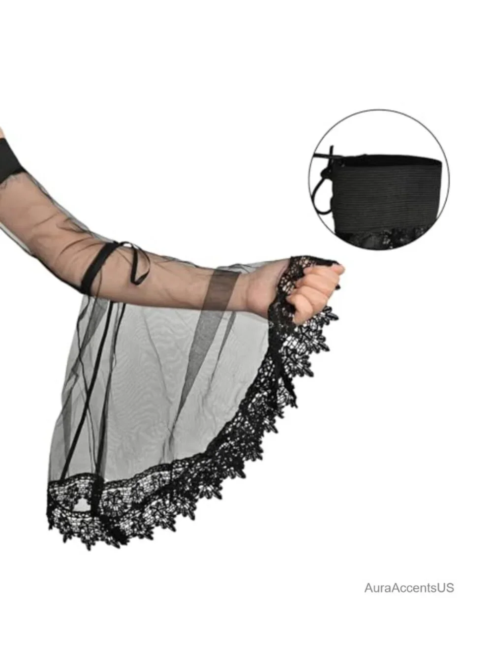 Lace Tulle Detachable Arm Sleeves Victorian Wedding Halloween Accessories